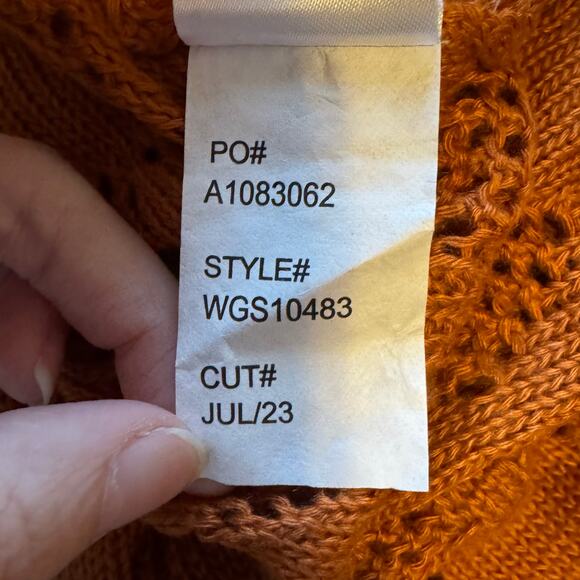 Market & Spruce Cecily Pointelle Open Knit Duster Cardigan Orange NWT Medium - Picture 8 of 10